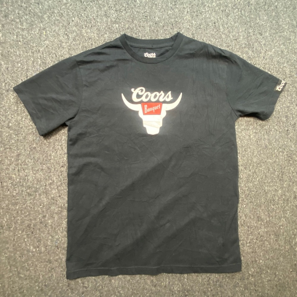 Coors Rodeo Graphic‎ T Shirt Small Mens Black Banquet Western Bull Rider Tee